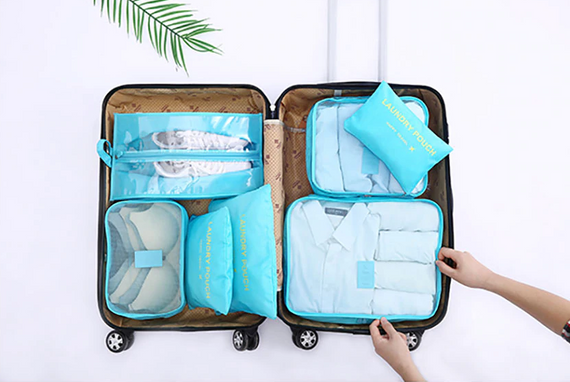 IUX Fashion Multifunction 7PCS Women Travel Bag Clother Underwear Bra Packing Cube Luggage Organizer Pouch Family Closet Bags